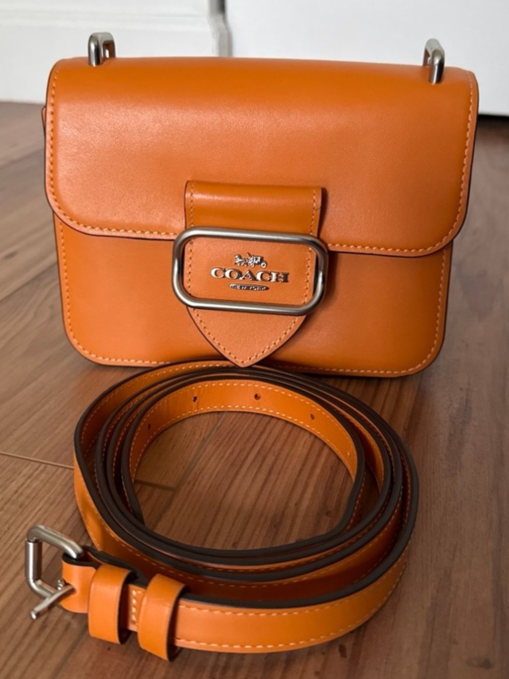Coach Morgan square crossbody in orange/ bright mandarin